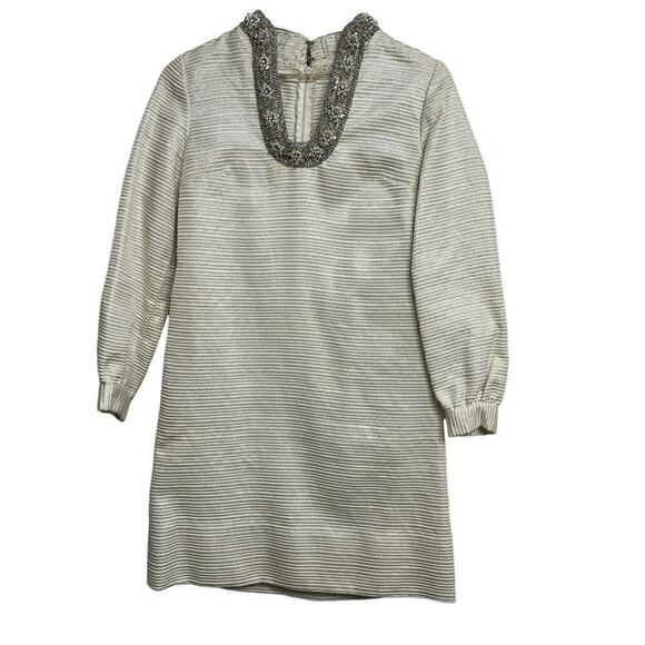 Unbranded Dresses & Skirts - Vintage 1950's Hand Sewn Custom Dress, with Beaded accents White & Silver